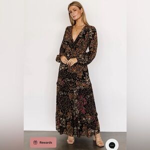 Baltic Born Black Floral Long Sleeve Dress